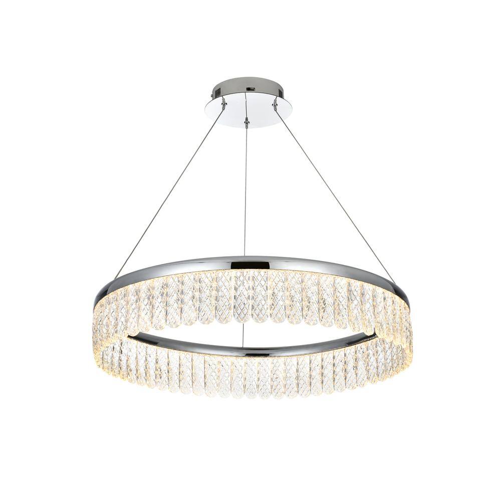 Alt View 2. Elegant Lighting - Rune 24 inch Adjustable LED chandelier in Chrome - Chrome.