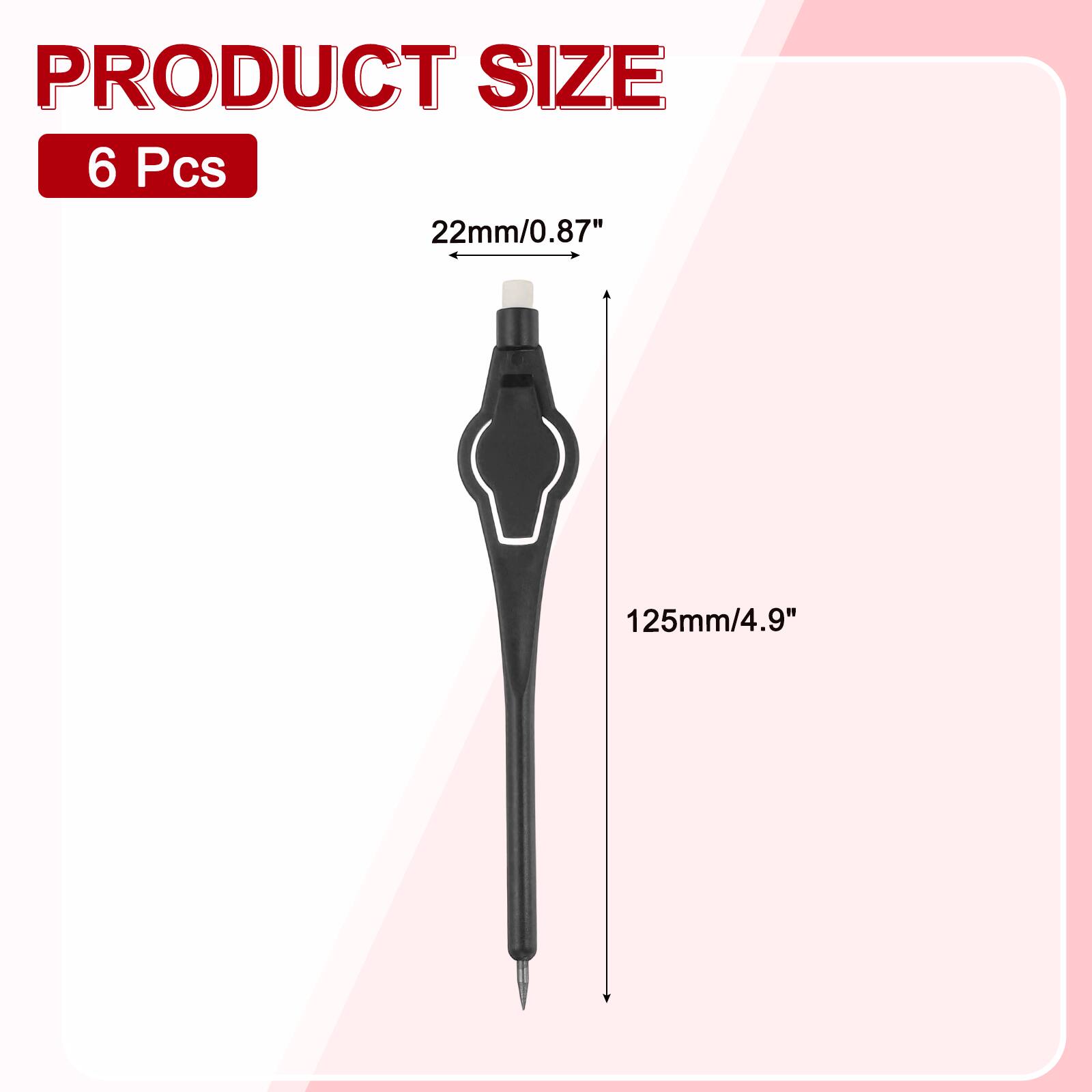 PRODUCT SIZE  
6 Pcs  
22mm/0.87"  
125mm/4.9"