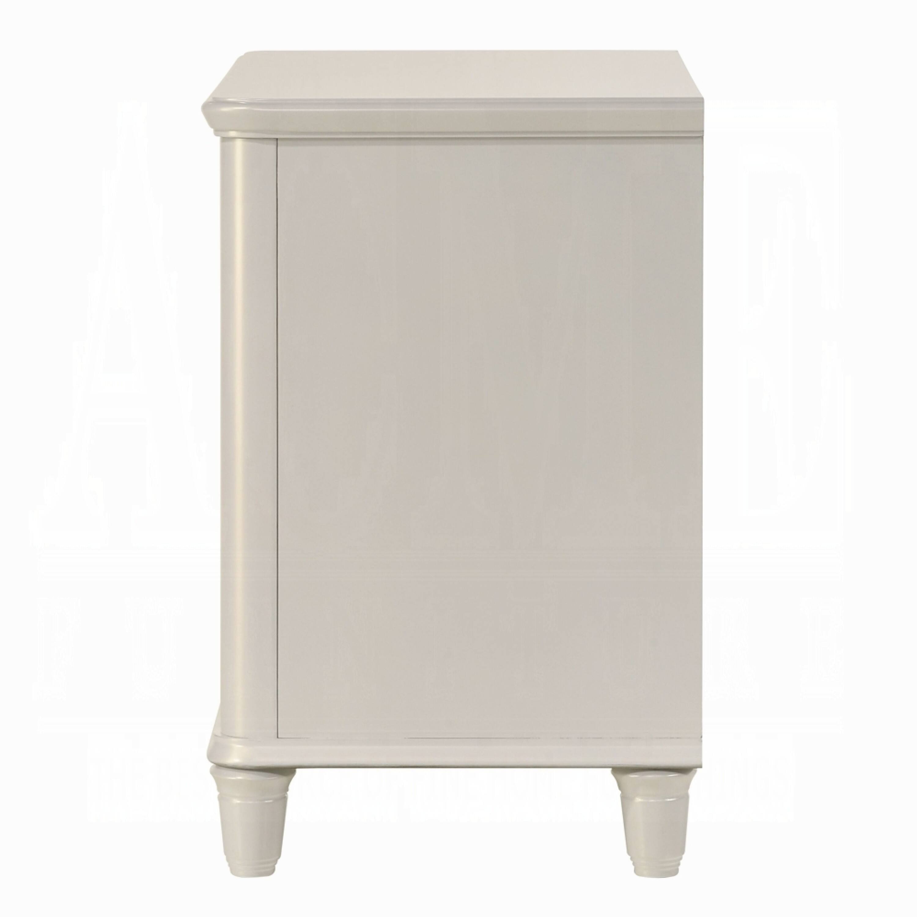 Alt View 3. Manhattan Lane - Veda Nightstand, 2 Modern Drawers, 30 Inch - Pearl White.