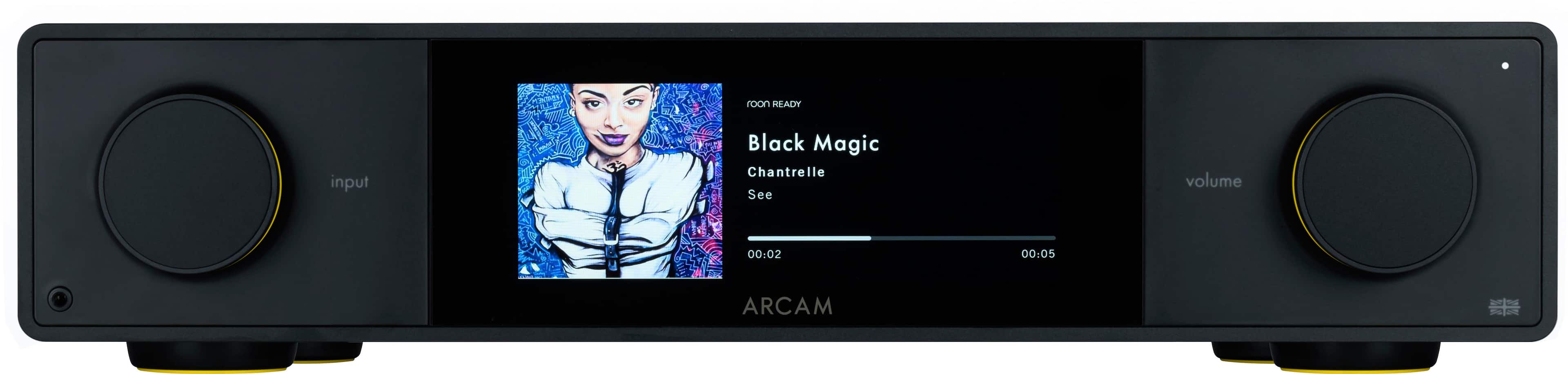 The text on the image reads: "Black Magic Chantrelle See volume 00.02 00.05 ARCAM."