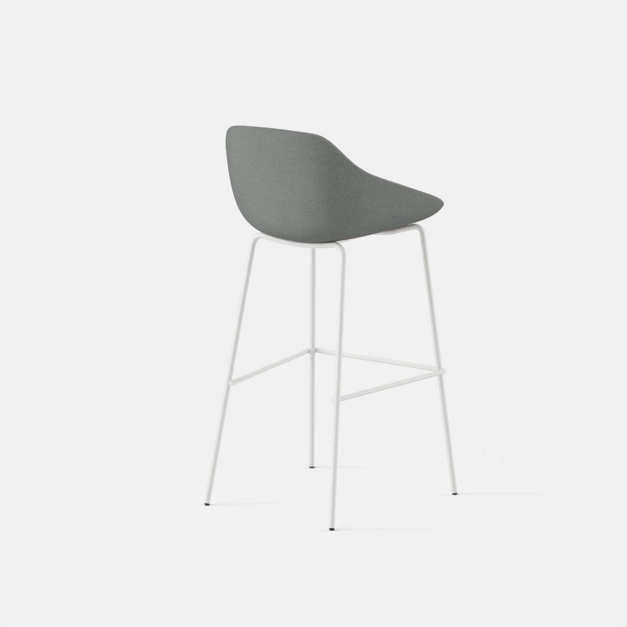 Angle. Branch Furniture - Branch Bistro Bar Stool – Sturdy, Comfortable Seating with Sleek Design for Home or Commercial Spaces - Zinc / White.