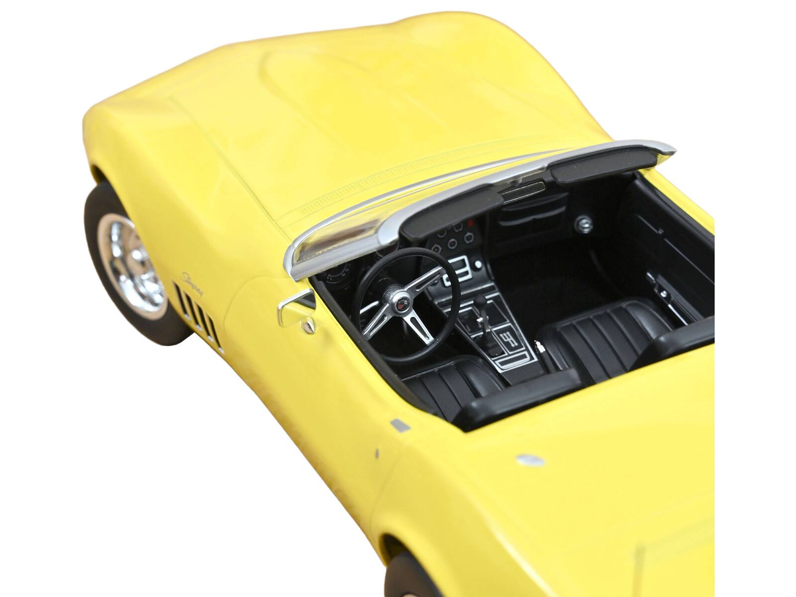 Alt View 1. Norev - 1969 Chevrolet Corvette Cabriolet Daytona Yellow 1/18 Diecast Model Car by Norev.