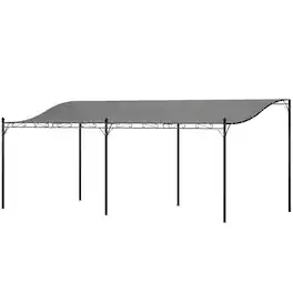 Outsunny - x 20' Wall-Mounted Outdoor Pergola Canopy, Metal Patio Canopy with Drainage Holes for Backyard Garden - Dark Gray