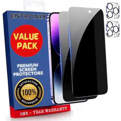 ENTRONIX
VALUE PACK
PREMIUM SCREEN PROTECTORS
SATISFACTION 100% GUARANTEED
ONE - YEAR WARRANTY