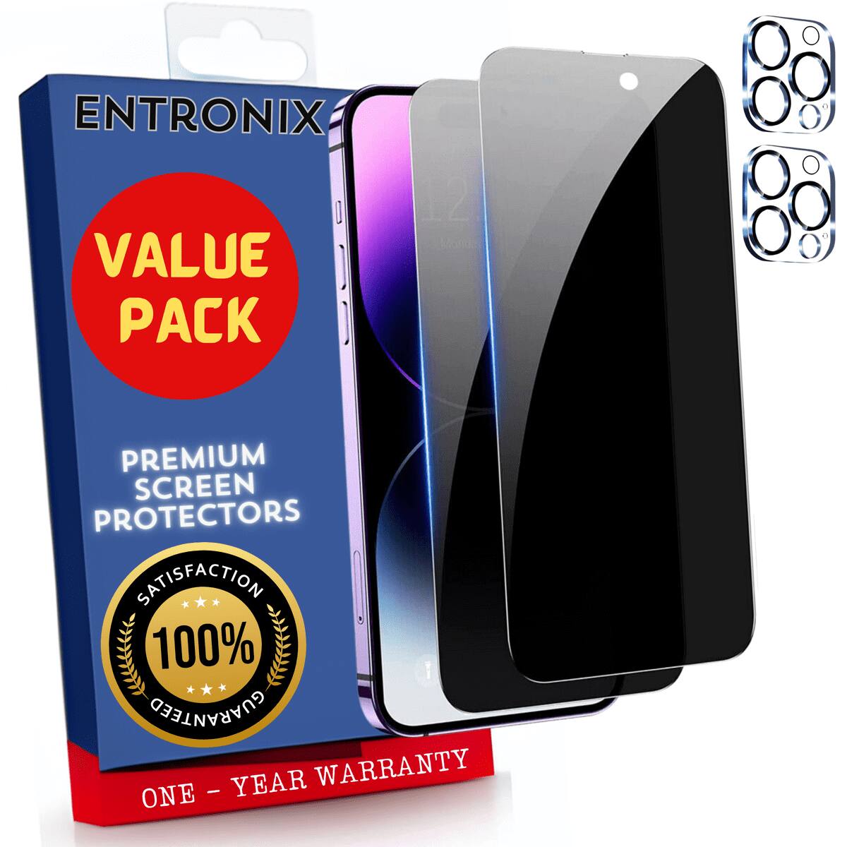 ENTRONIX  
VALUE PACK  
PREMIUM SCREEN PROTECTORS  
SATISFACTION 100% GUARANTEED  
ONE - YEAR WARRANTY