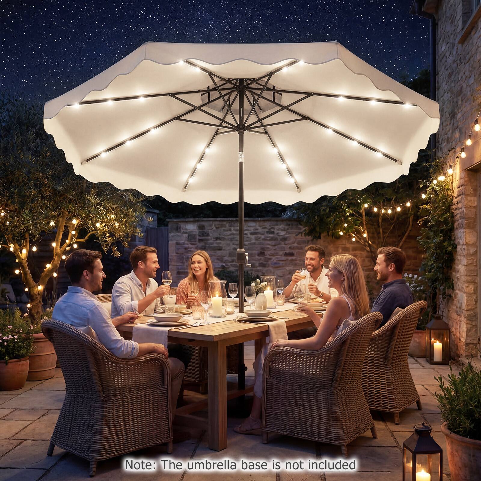Note: The umbrella base is not included