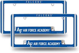 Rico Industries - Air Force Academy NCAA Falcons (Set of 2) Chrome Metal License Plate Frames with Bold Full Frame Design - Multi