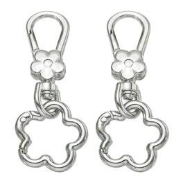Unique Bargains - 2pcs Metal Keychain Clip Swivel Lobster Claw Clasp Quick Release Flower Key Ring Detachable for Crafts Bag Lanyard - Silver