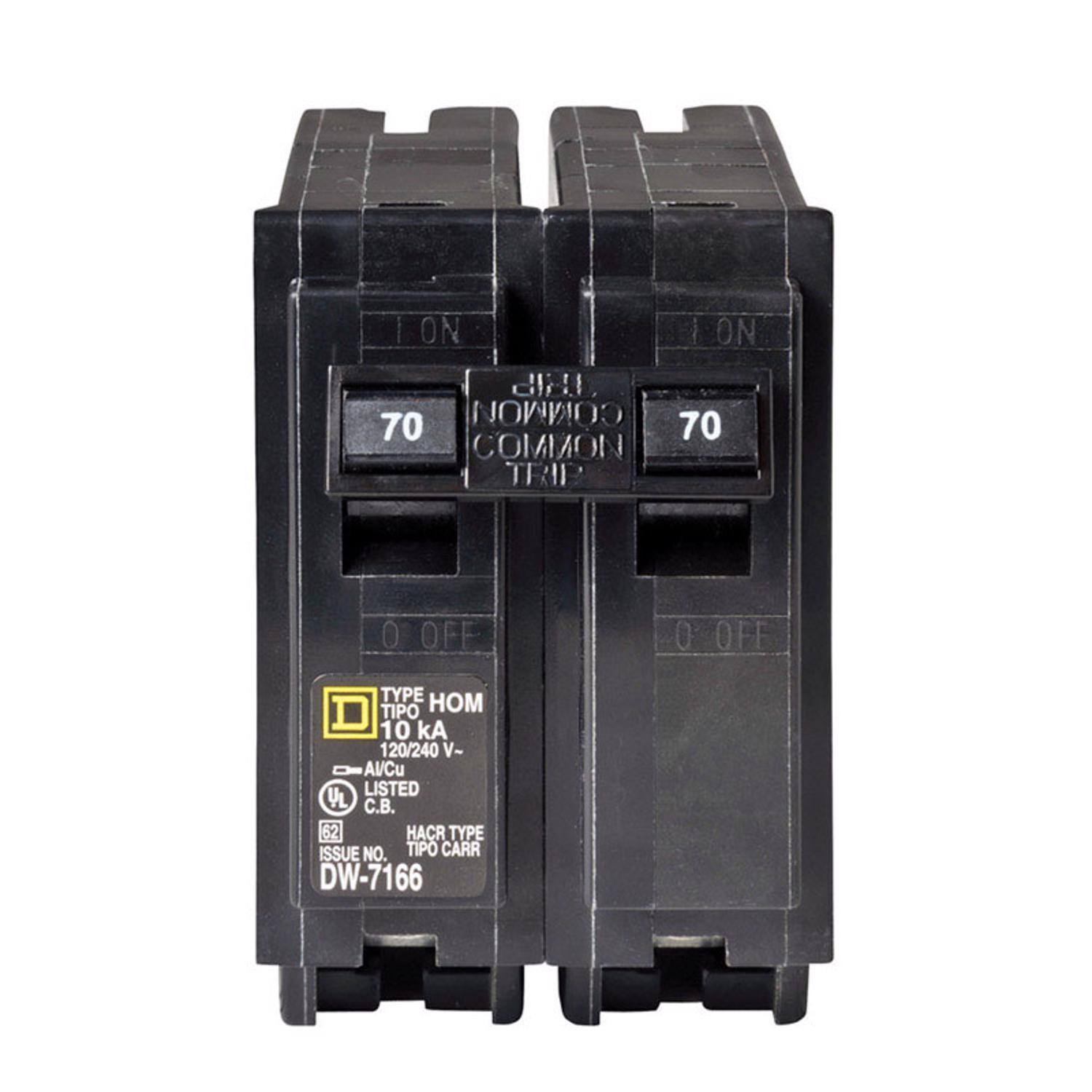 1 ON / ON didit.  
70 COMMON 70 COMMON TRIP  
0 OFF  
0 OFF  
TYPE TIPO HOM 10 kA 120/240 V-  
AV/Cu LISTED VL .. 62 HACR TYPE ISSUE NO. TIPO CARR DW-7166