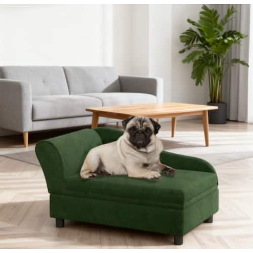 AOSTIRMOTOR - Pet Sofa Bed Couch with Storage,with Soft Cushion - Green