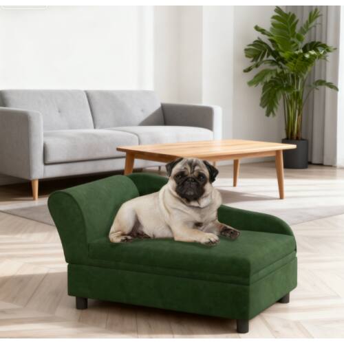 Front. AOSTIRMOTOR - Pet Sofa Bed Couch with Storage,with Soft Cushion in Green - Green.