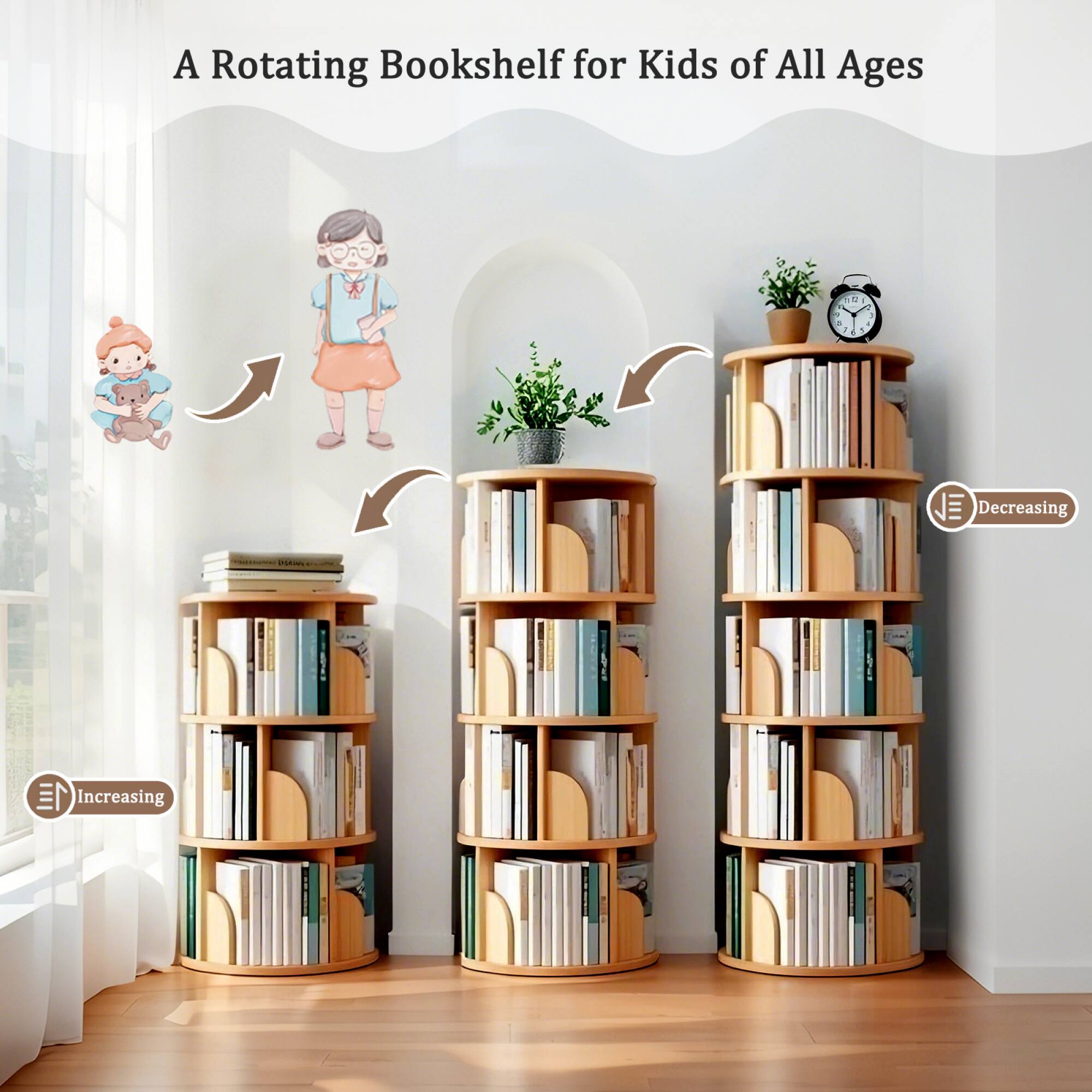 A Rotating Bookshelf for Kids of All Ages

Increasing

Decreasing