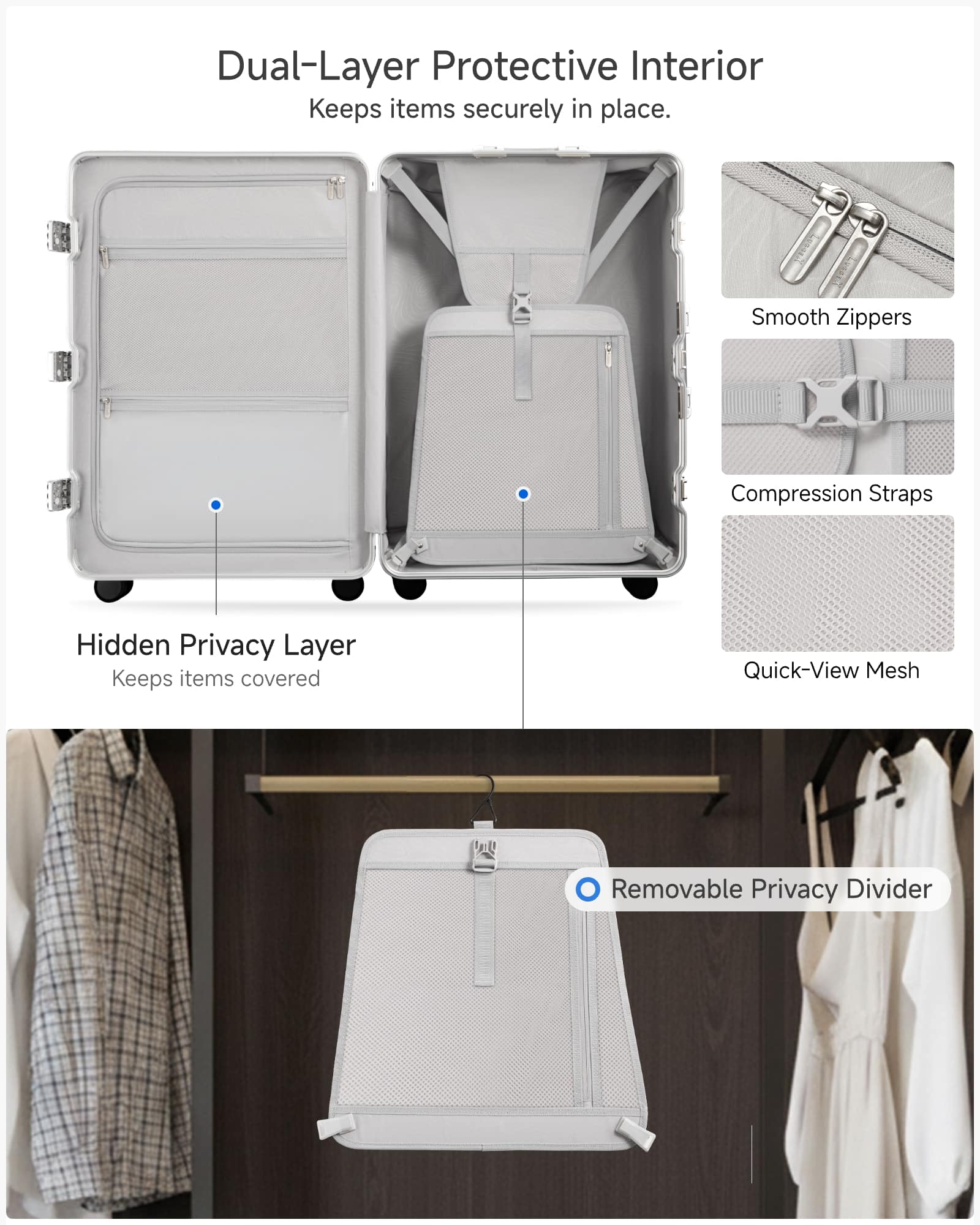 LUGGEX 28 Inch Aluminum Frame Zipperless Polycarbonate Spinner