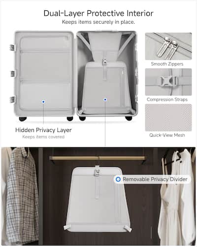 LUGGEX 28 Inch Checked Luggage Zipperless Aluminum Frame PC LUGGEX 28 Inch Checked Luggage Zipperless Aluminum Frame PC