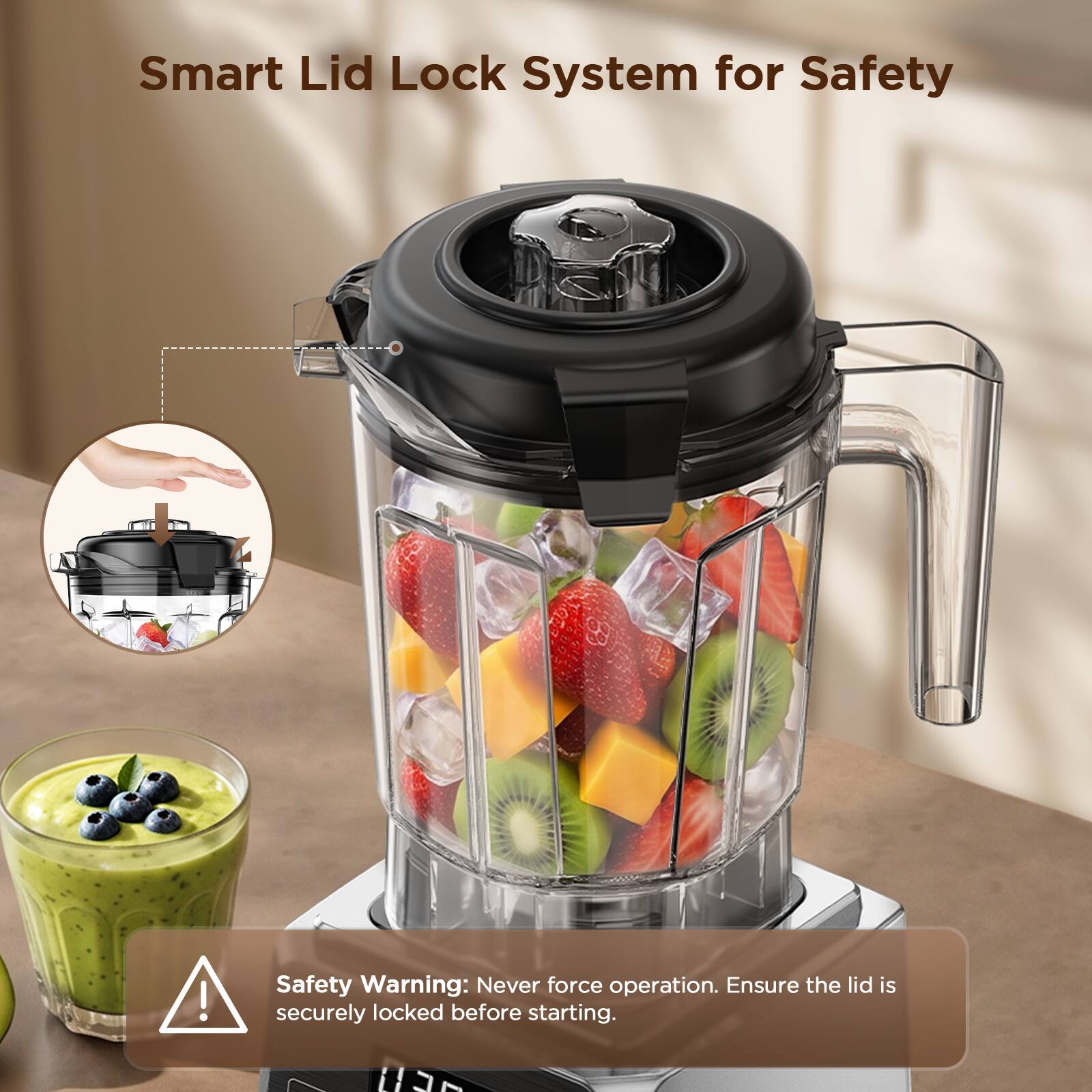 Smart Lid Lock System for Safety

Safety Warning: Never force operation. Ensure the lid is securely locked before starting.