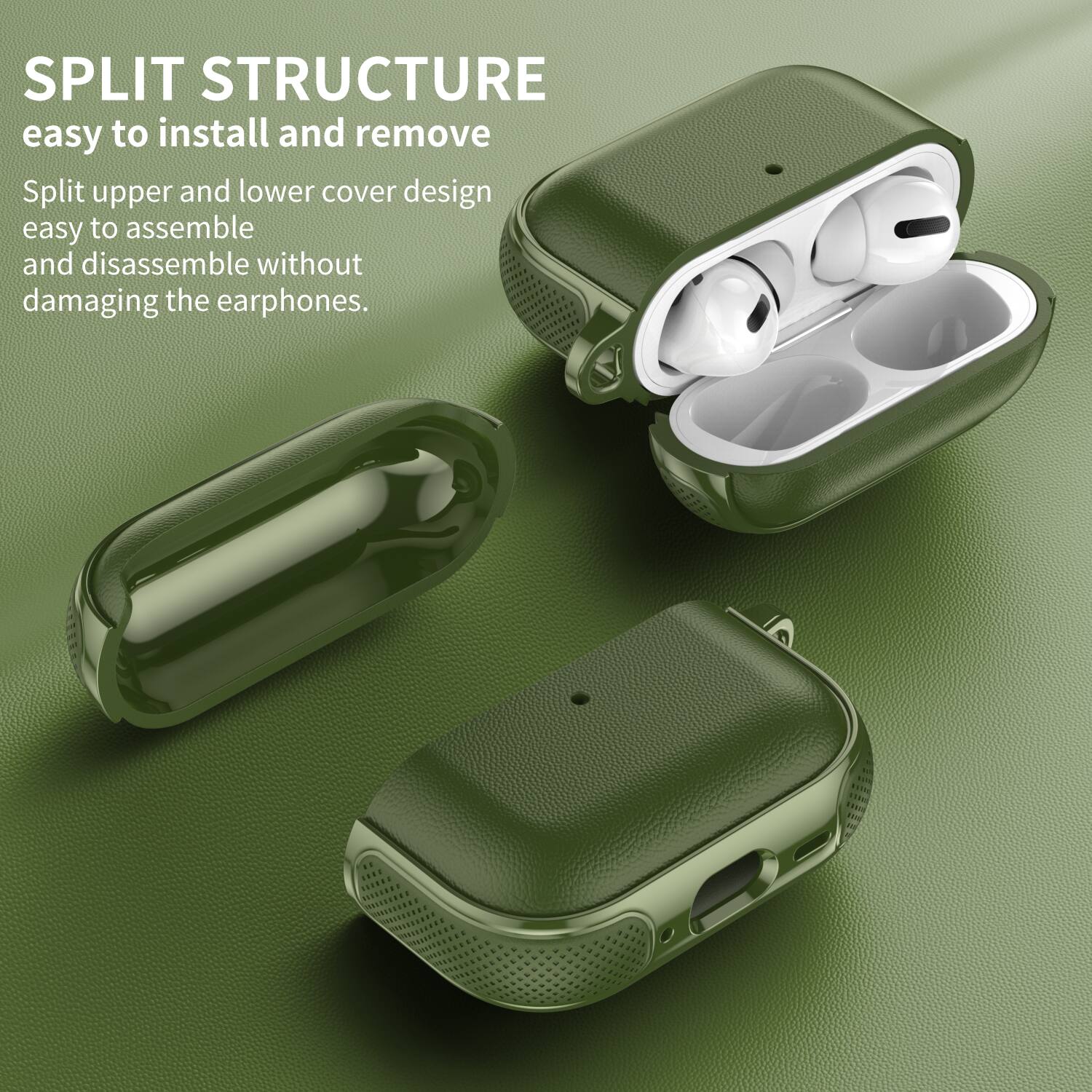 SPLIT STRUCTURE  
easy to install and remove  

Split upper and lower cover design  
easy to assemble and disassemble without damaging the earphones.