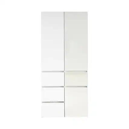 Front. Manhattan Lane - Ely Dual Closet Cabinet w Mirror, 4 Drawers, 71 Inch, White Melamine - White.