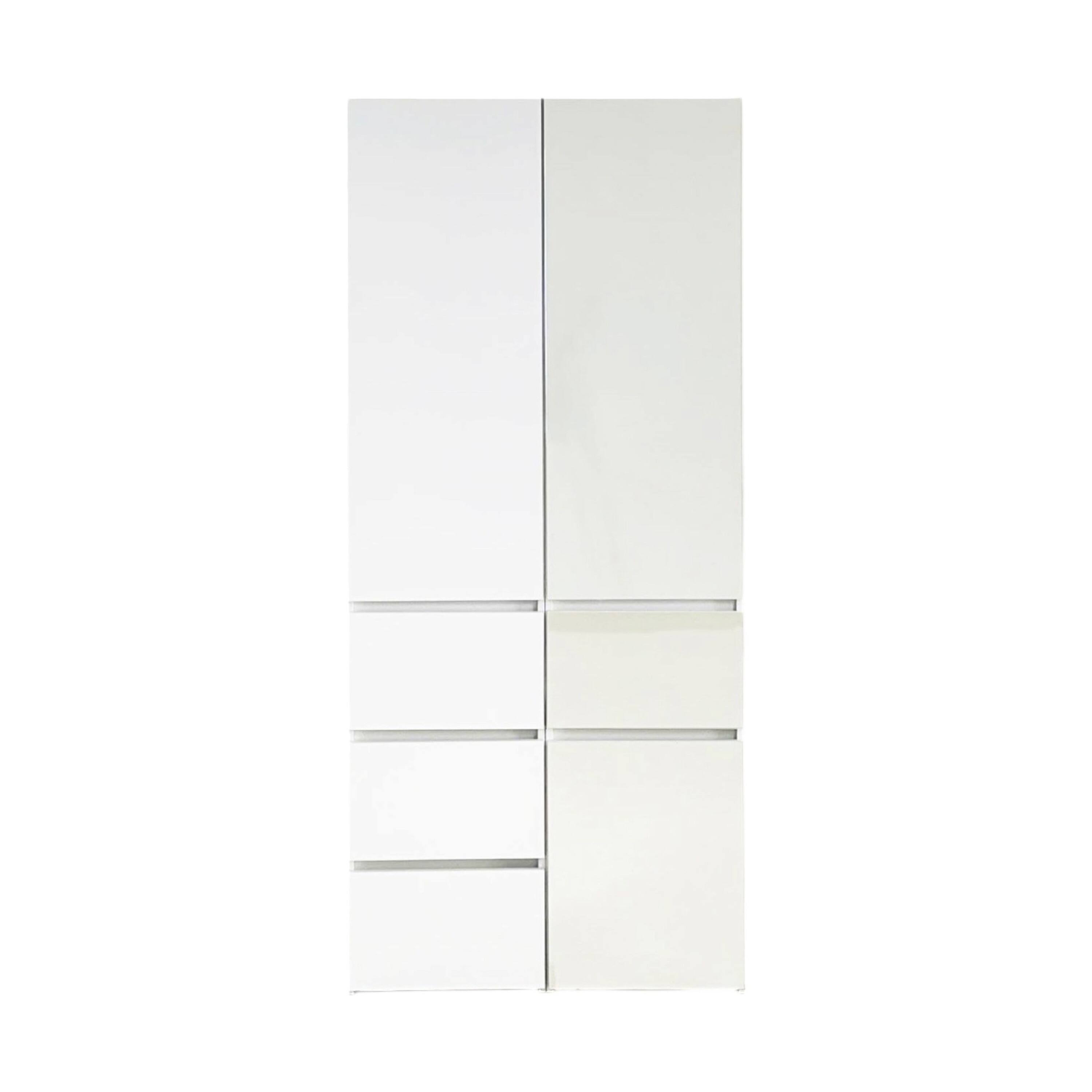 Front. Manhattan Lane - Ely Dual Closet Cabinet w Mirror, 4 Drawers, 71 Inch, White Melamine - White.