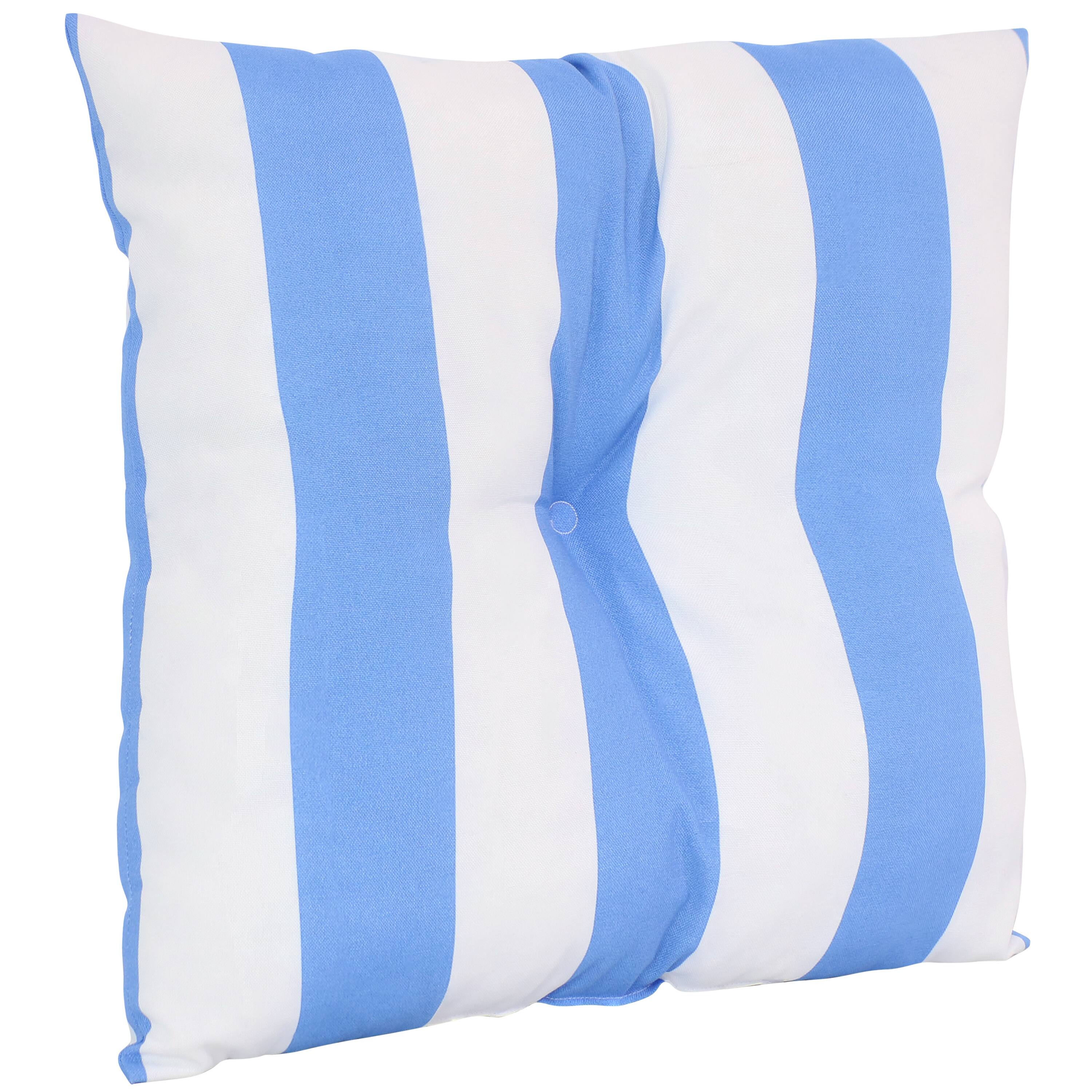 Alt View 7. Sunnydaze - Outdoor Square Tufted Back Cushion - 19 in - Beach-Bound Stripe.