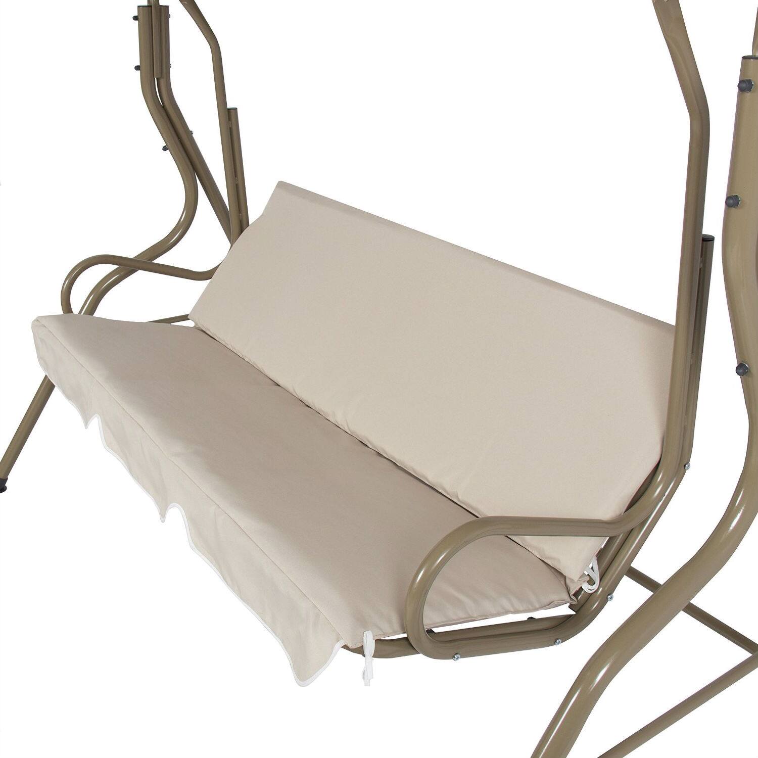 Left. Hivvago - Outdoor Porch Swing Patio Deck Glider with Canopy in Beige - Beige.