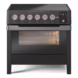 ILVE - Panoramagic 36 inch Induction Range with 6 Induction Elements (Graphite Matte) - Matte Black