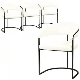 LeisureMod - Aero 4-PCS Contemporary Dining Chair, Padded Cantilever Accent Armchair with Iron Frame - White