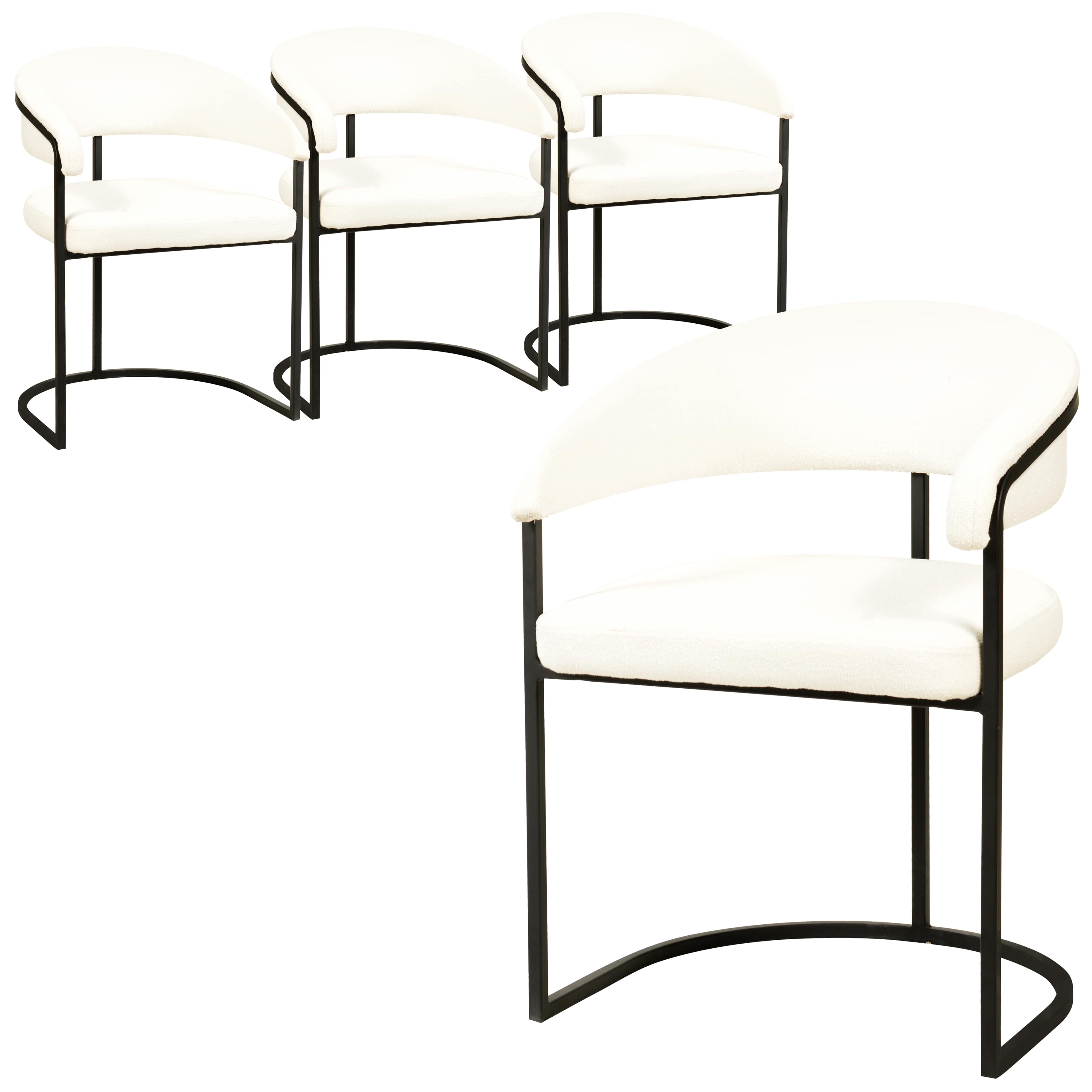 Front. LeisureMod - Aero 4-PCS Contemporary Dining Chair, Padded Cantilever Accent Armchair with Iron Frame - White.