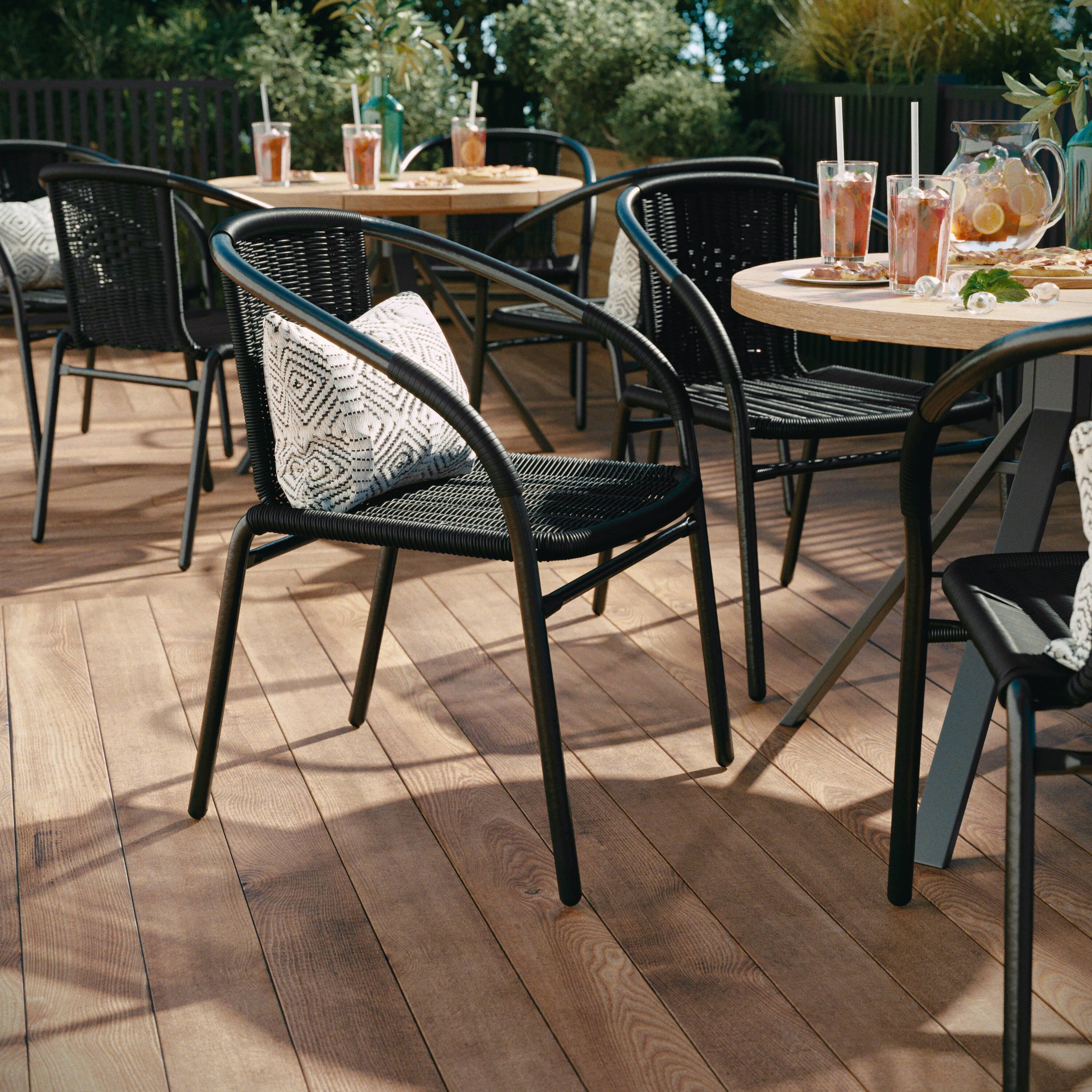 Alt View 5. Emma + Oliver - 2 Pack Rattan Indoor-Outdoor Restaurant Stack Chair with Curved Back - Black.
