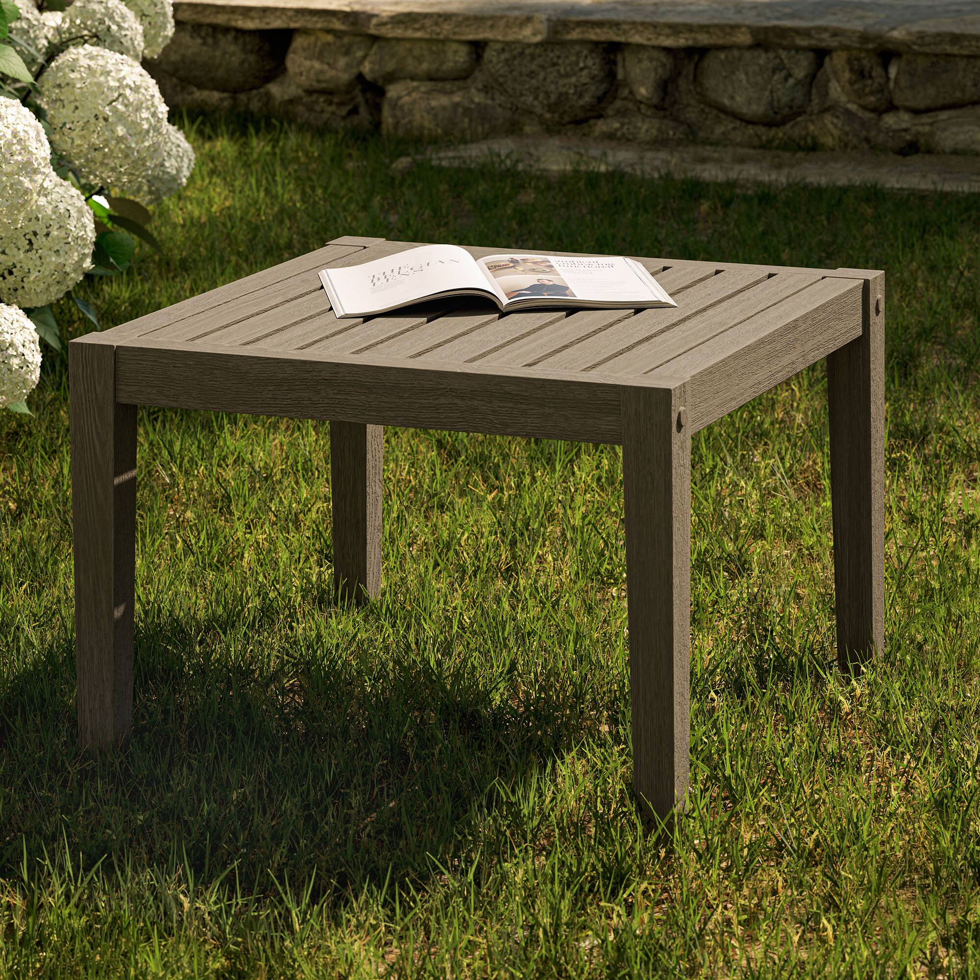 Alt View 9. Modway - Northlake Square Outdoor Patio Teak Side Table by Modway - Weathered Gray.