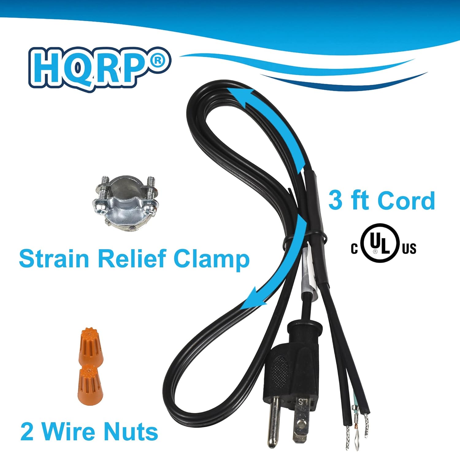 HQRP 0 SELEO 3 ft Cord Strain Relief Clamp  
UL US  
2 Wire Nuts