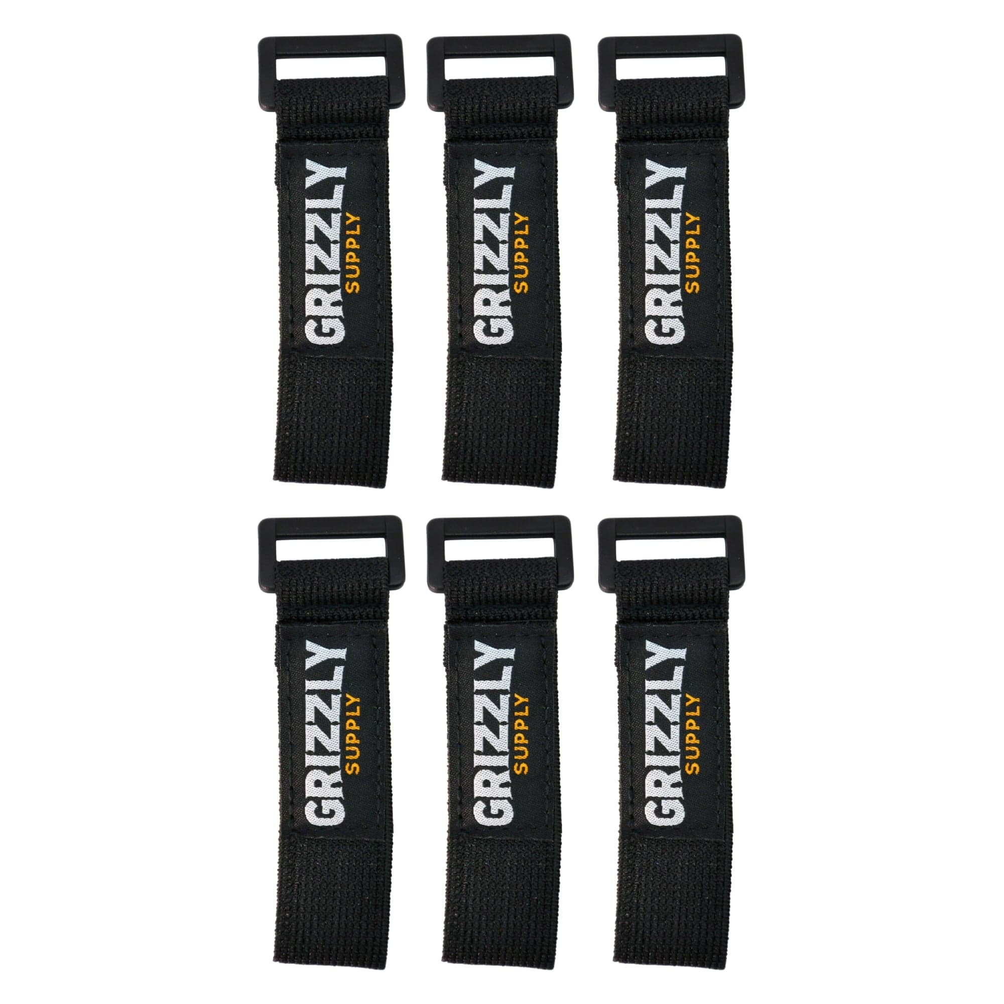 Grizzly Supply - 6" Hook and Loop Stretch Strap 6/pk - Black
