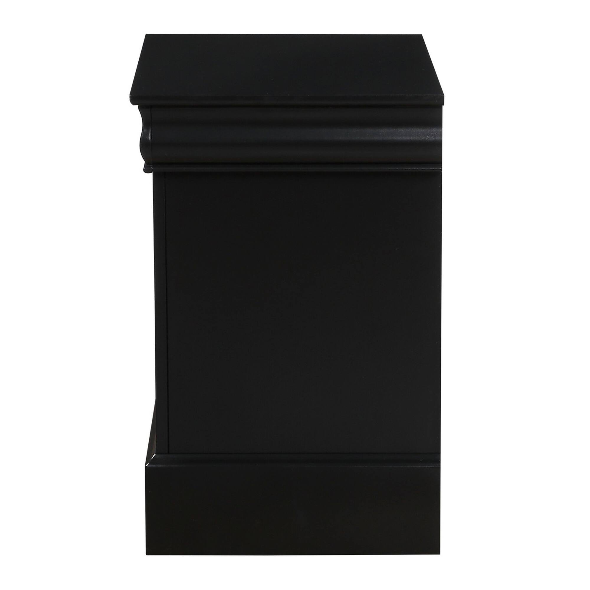 Alt View 3. Manhattan Lane - Traditional 2 Drawers wood Nightstand By Louis Philippe III - Black.