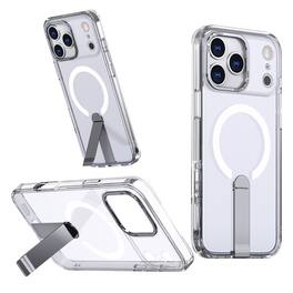 Dteck - Magnetic Case for Apple iPhone 17 Pro Max with Metal Kickstand,Hard Shock-absorbent Back Cover,Anti-Scratch Phone Cover - Clear