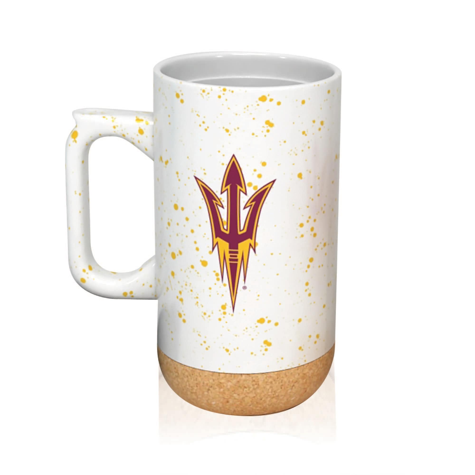 Front. Indigo Falls - Arizona State Sun Devils 18oz. Speckle Cork Mug - Cream.