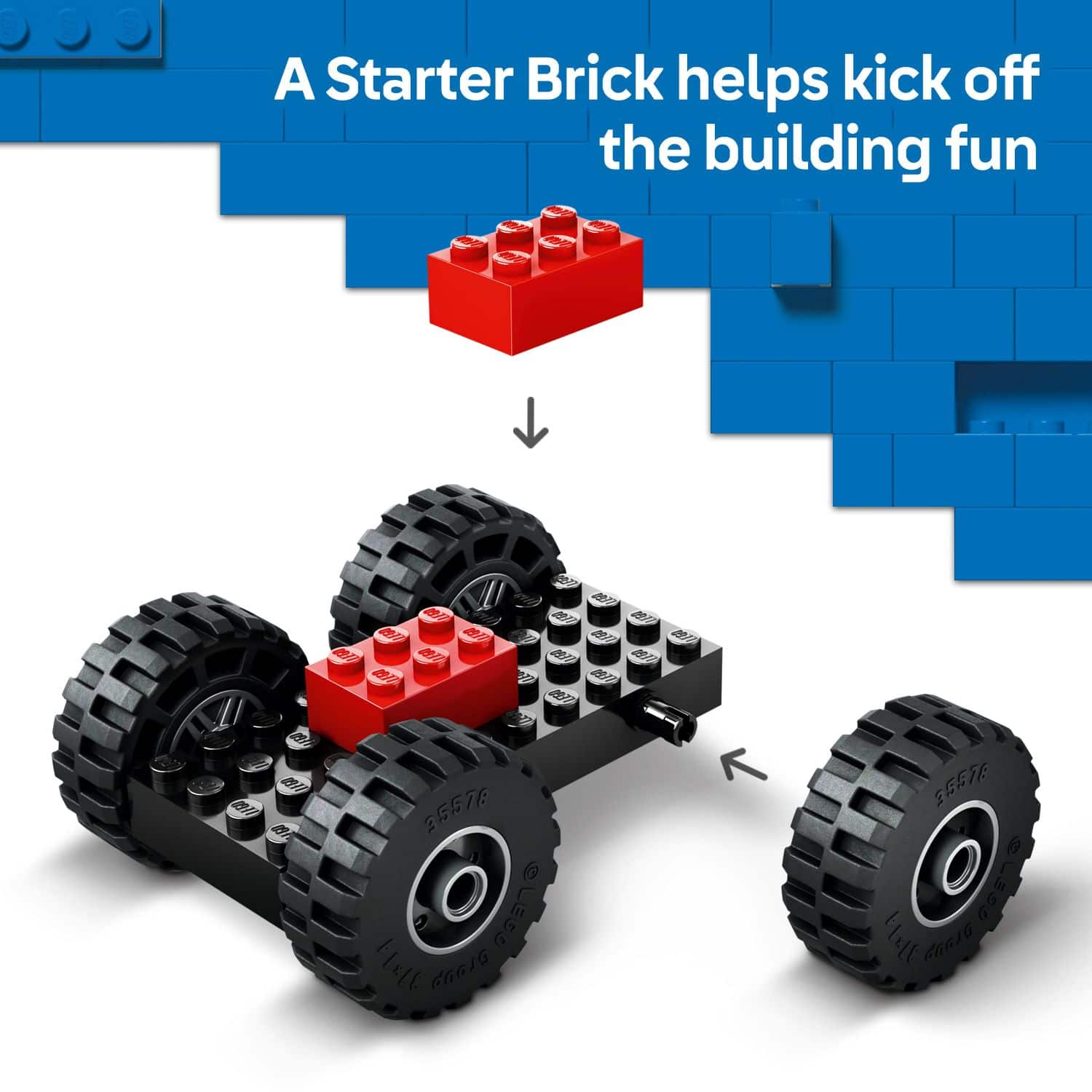 A Starter Brick helps kick off the building fun.