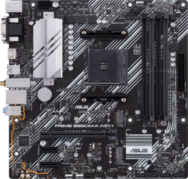ASUS - PRIME B550M-A WIFI II (Socket AM4) AMD B550 Micro ATX DDR4 Wi-Fi 6 Motherboard - Black