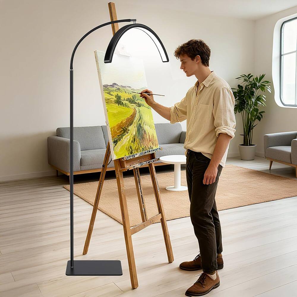 Back. MOSZAR LLC - Half Moon Lash Light for Eyelash Extensions - Dimmable LED, Cool/Warm Lighting (Black).