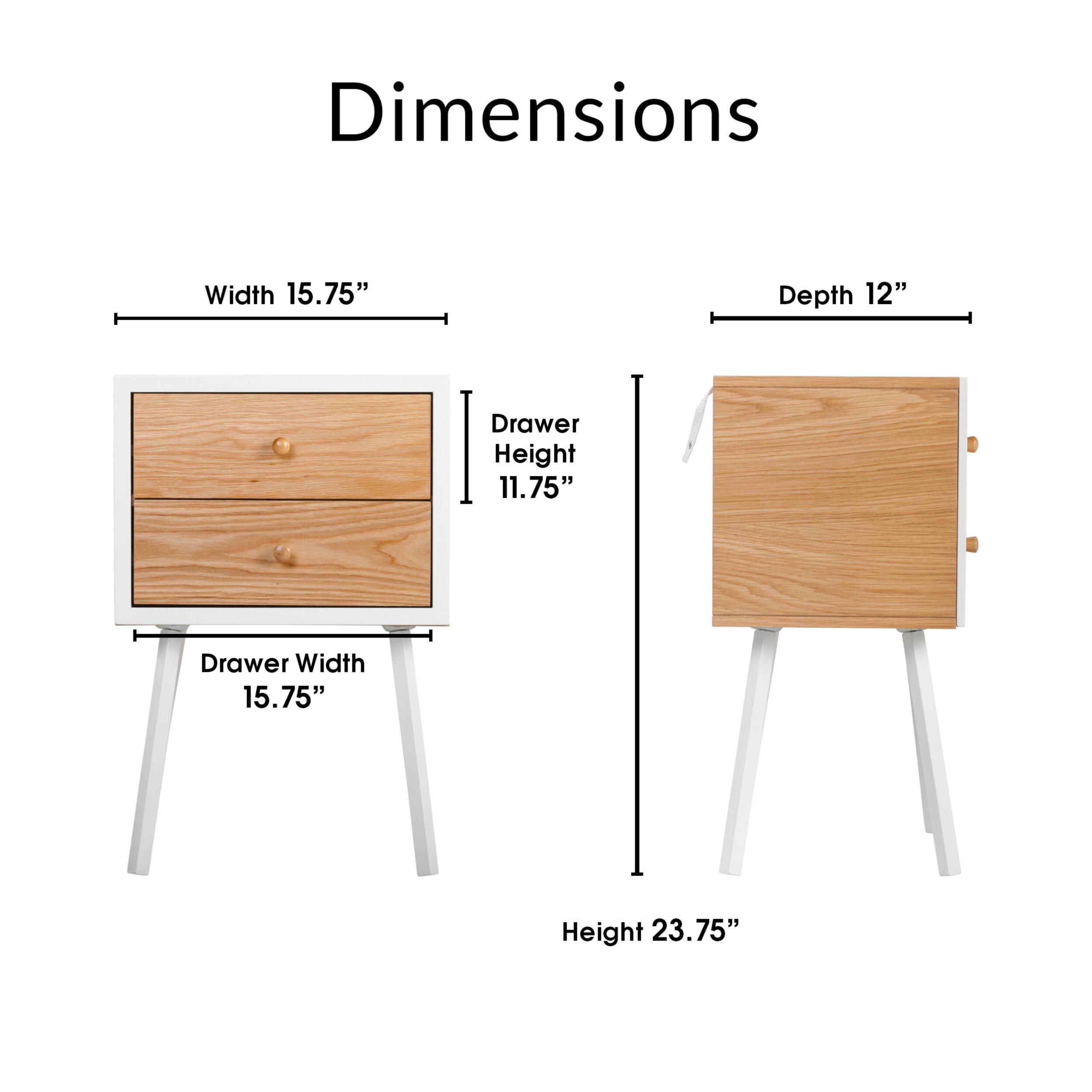 Left. Universal Expert - Universal Expert Abacus 2 Drawer Side Table - Oak and White.