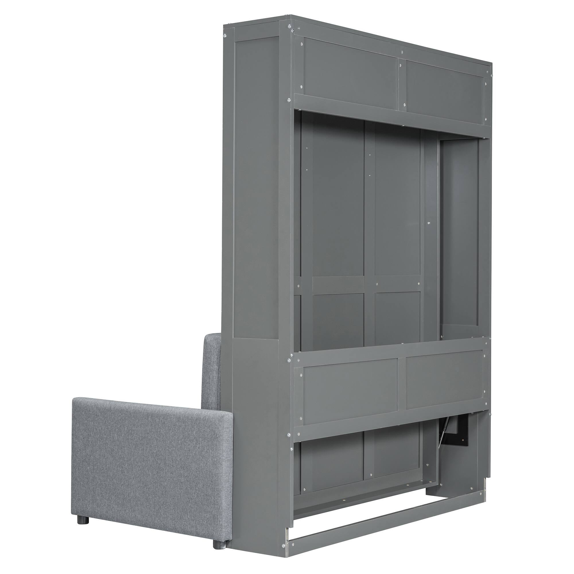 Alt View 7. Tiramisubest - Full Size Gray Murphy Bed Wall Bed, MDF+LVL, 83"L x 66"W x 84"H, 196 lbs, Space-Saving - Gray.