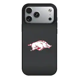 Keyscaper - NCAA - Arkansas Razorbacks Linen Logo iPhone Magnetic Bump Case - 15 Pro - Black