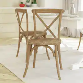 Emma + Oliver - X-Back Chair - Medium Natural White Grain