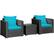 Left. Costway - 3PCS Patio Rattan Wicker Furniture Set Sofa Table W/Cushion - Turquoise.