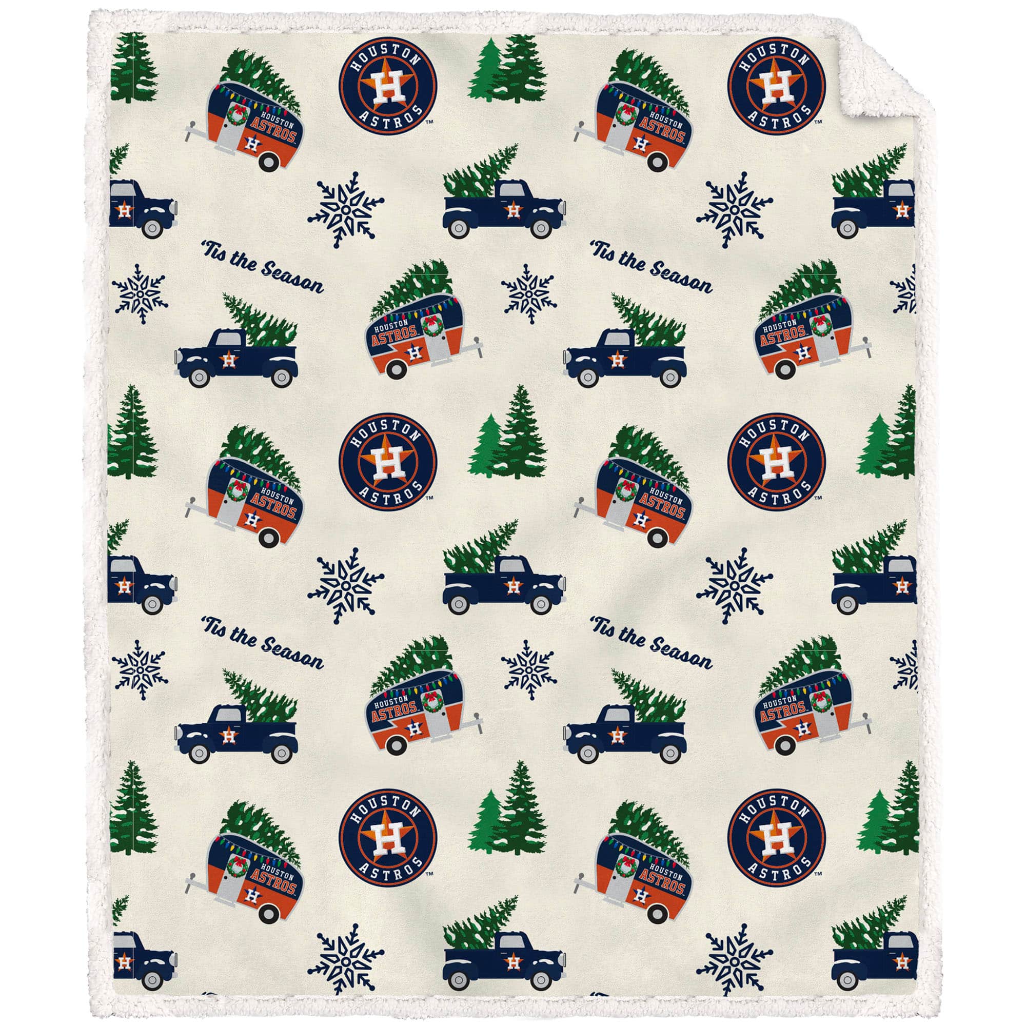 Pegasus - Houston Astros 50'' x 60'' Holiday Pickup Truck Sherpa Flannel Fleece Blanket - Multicolor