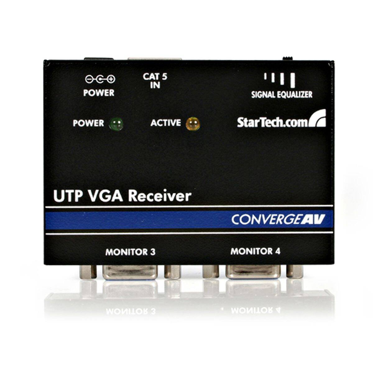 - + POWER
CAT 5 IN
SIGNAL EQUALIZER
POWER
ACTIVE
StarTech.com
UTP VGA Receiver
CONVERGEAV
MONITOR 3
MONITOR 4