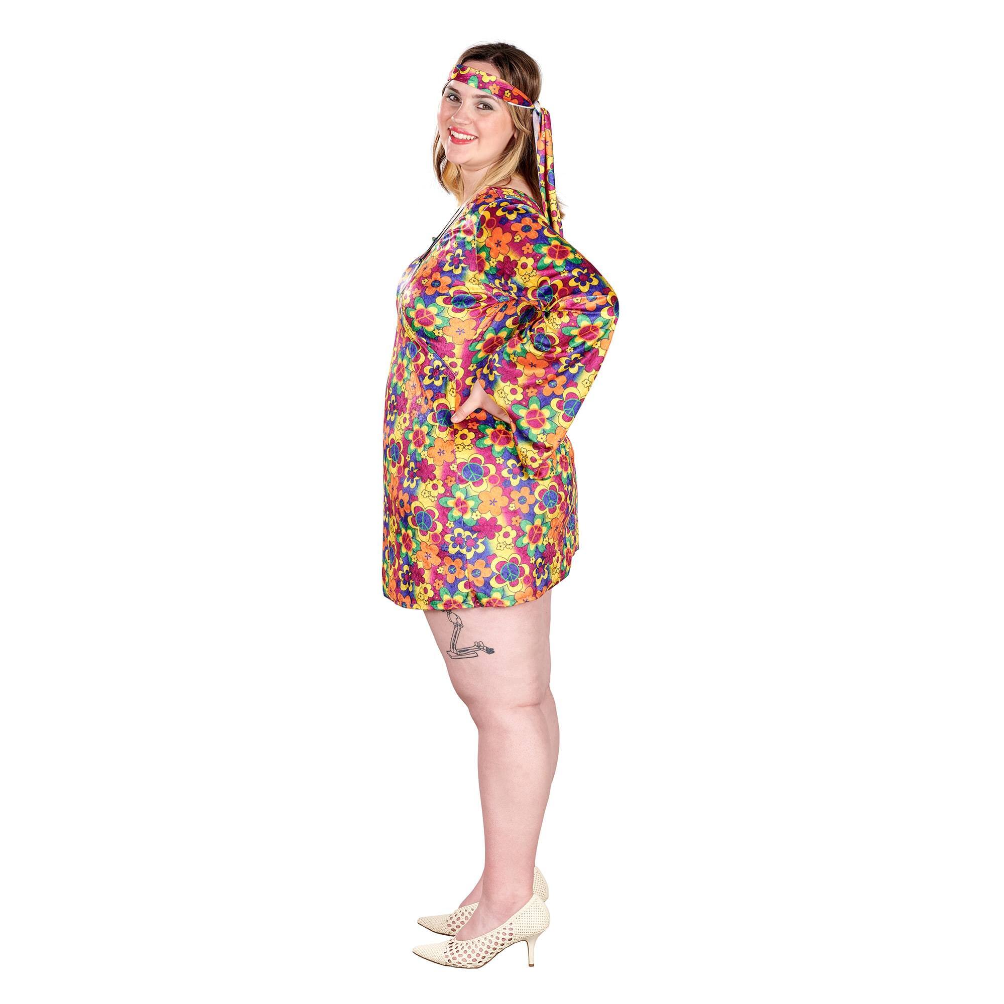 Alt View 1. Orion Costumes - Female Hippy Women's Plus Size Costume | 2XL - Orange.