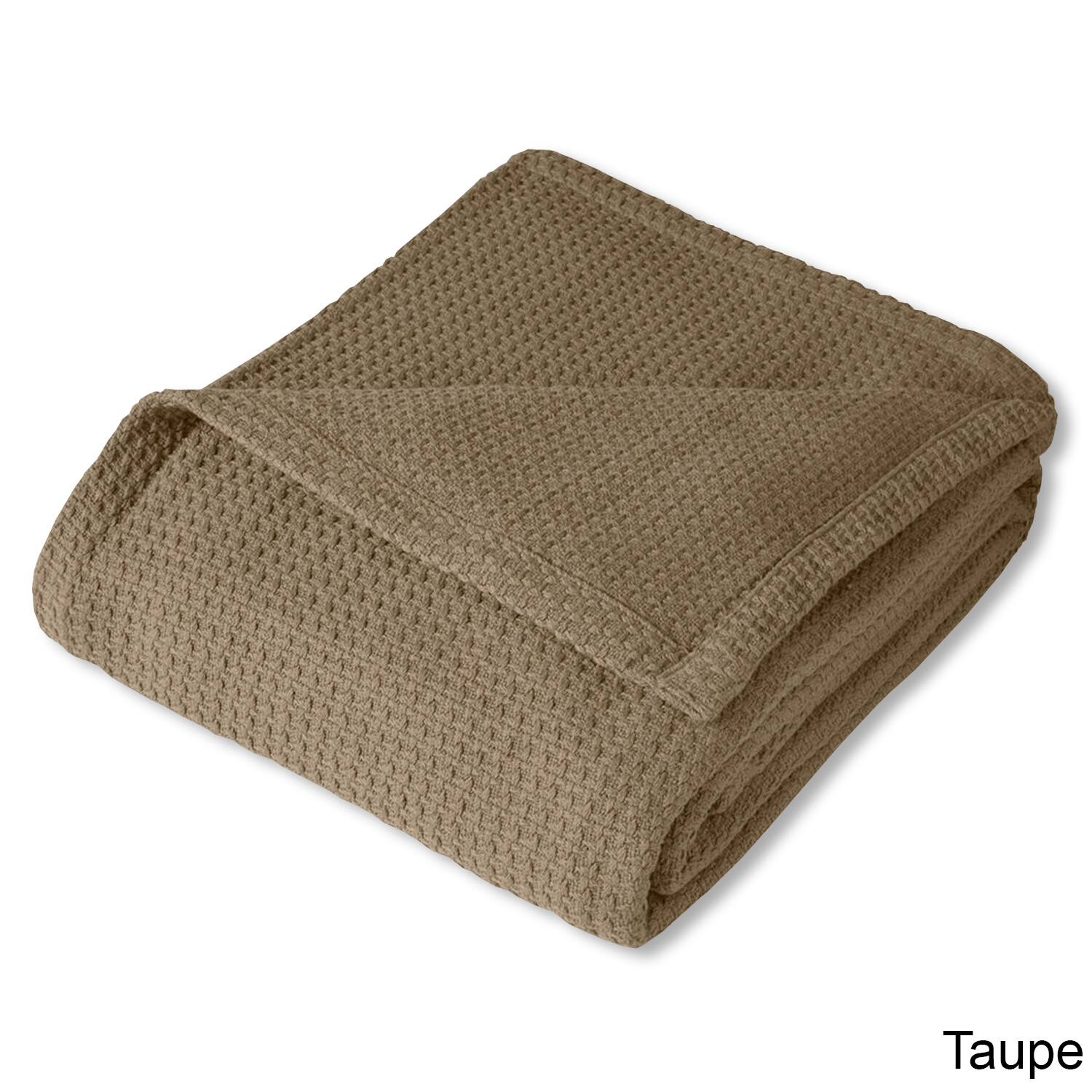 Angle. Sweet Home Collection - 100% Cotton Blanket, Grand Luxury Breathable Houndstooth Woven Design, King - Taupe.
