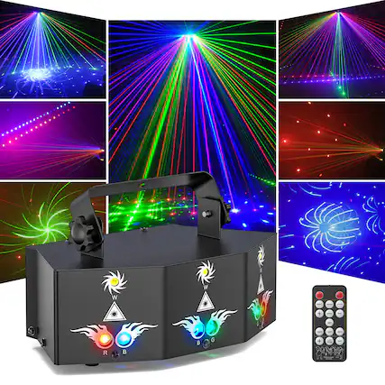 Front. UKing - RGB Laser Light Stage Effect Lighting 7CH DMX Sound Control for DJ Club Party Show.