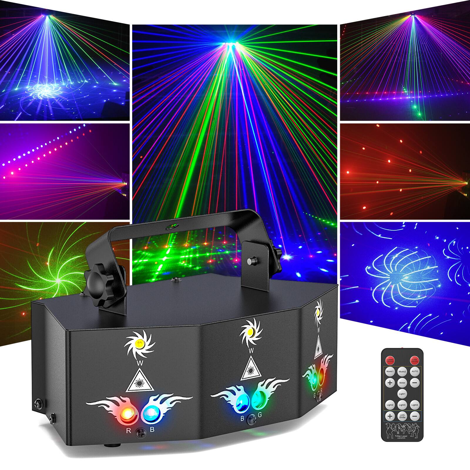 Front. UKing - RGB Laser Light Stage Effect Lighting 7CH DMX Sound Control for DJ Club Party Show.
