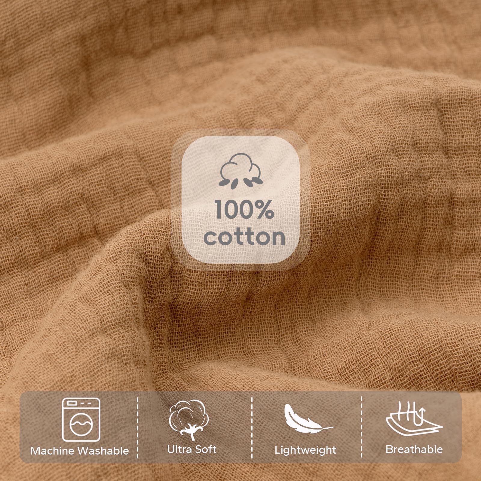 100% cotton  
Machine Washable  
Ultra Soft  
Lightweight  
Breathable