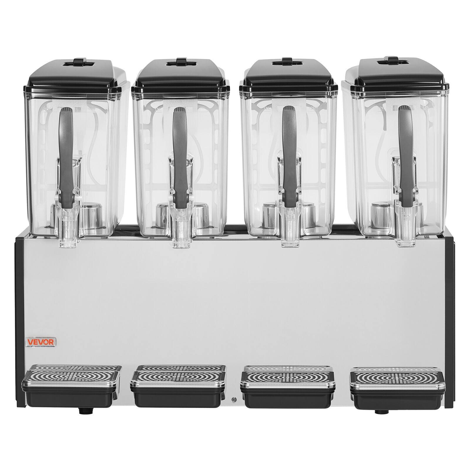 Alt View 5. VEVOR - Commercial Beverage Dispenser 4 Tanks 12 L / 12.7 QT Per Tank, Stainless Steel Juice Dispenser, Ice Tea Drink Machine - Black;Silver.